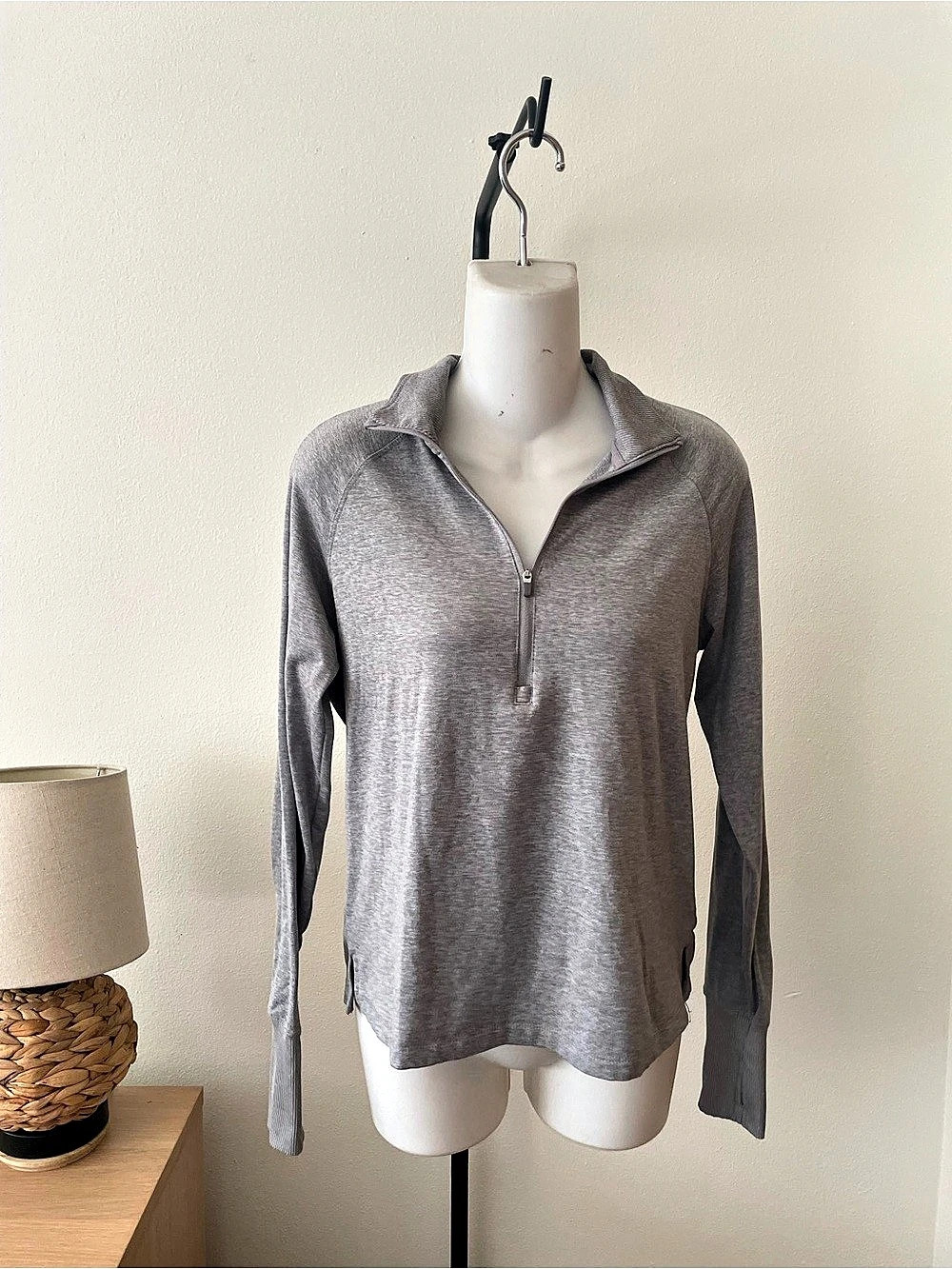 Danskin Luxe Half Zip Pullover Gray Long Sleeve Top XS